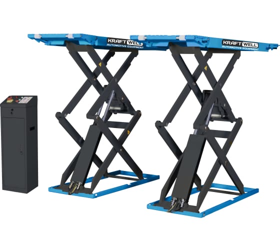 Подъёмник ножничный короткий напольный г/п 3500 кг. KraftWell арт. KRW350SF_blue